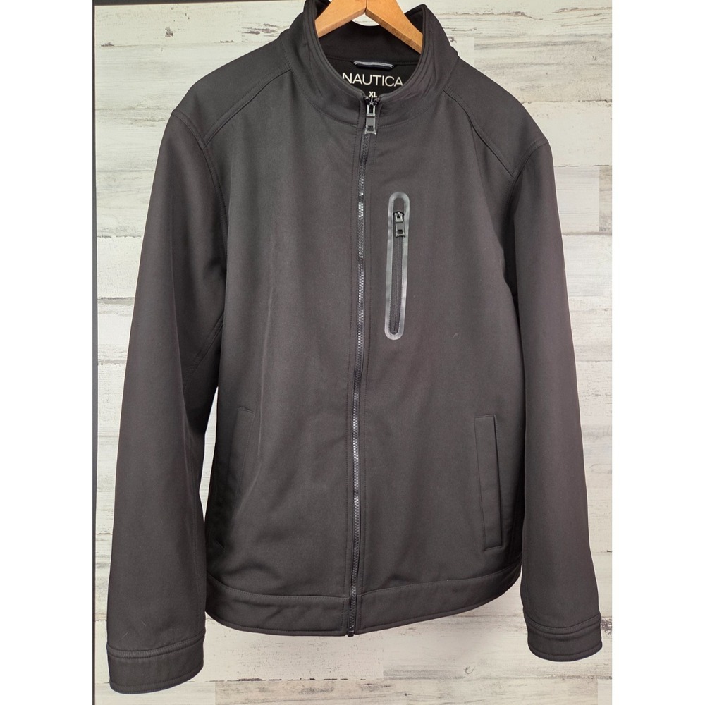 Nautica Men's Softshell Jacket XL Black Water Resistant Windproof Full Zip
